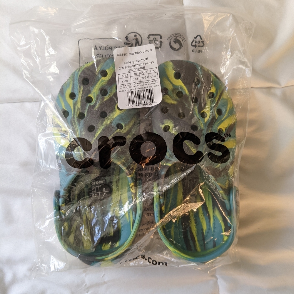 Crocs Green Blue Gray Marble Swirl C13